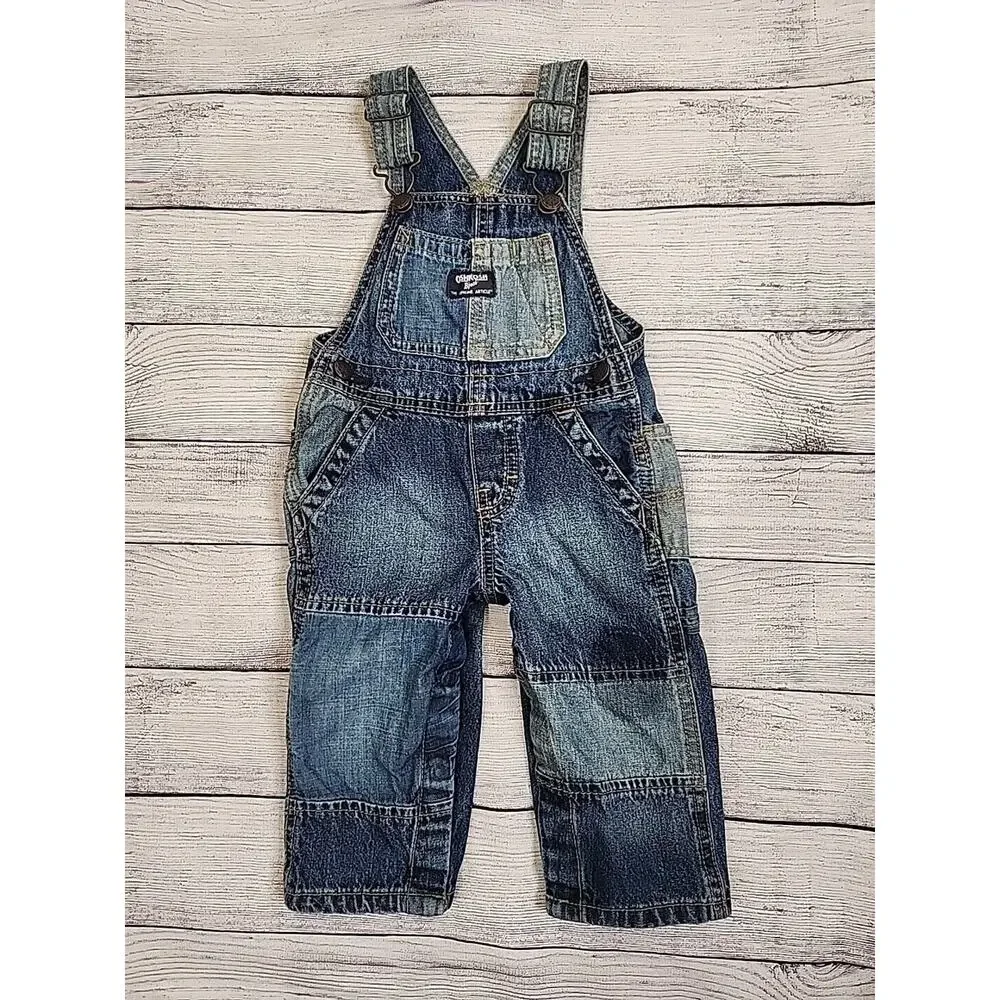 OshKosh B'Gosh Vestbak Bib Blue Jean Overalls Boys Size 12 Months Denim